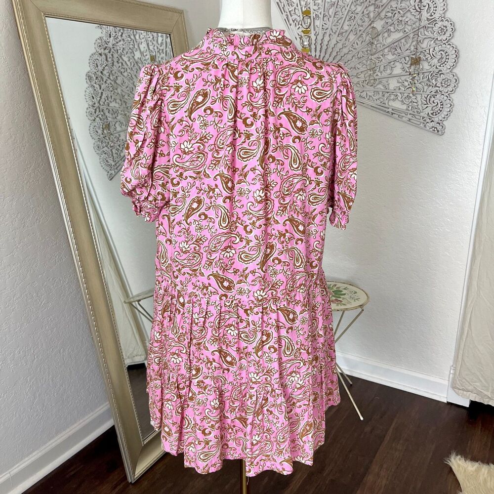 NWT Tcec Pressed Petals Pink Ditsy Floral Dress L Short Flowy Babydoll Cut - Picture 7 of 10